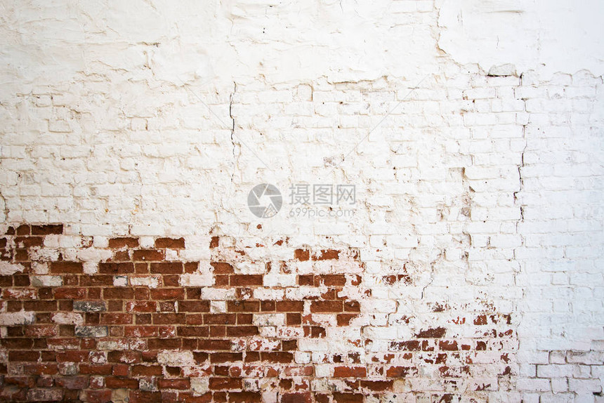 白漆老化砖墙图片