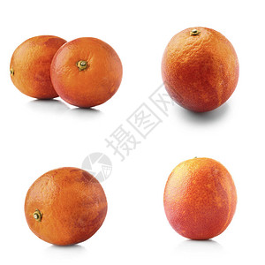 白色背景上的一组美味的血橙水果图片