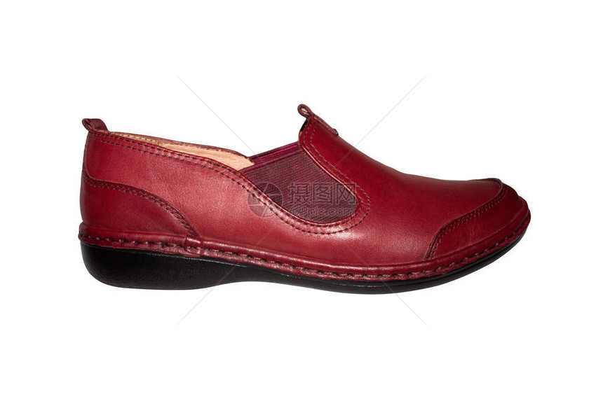 皮革女鞋红棕色图片