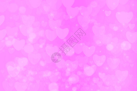 浅粉色心星彩虹泡和白色心形抽象背景图片