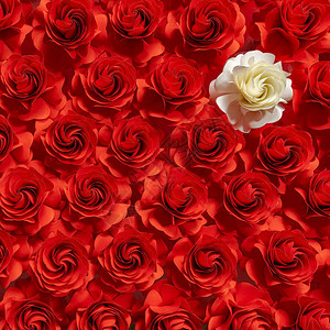 红玫瑰背景中的白玫瑰图片