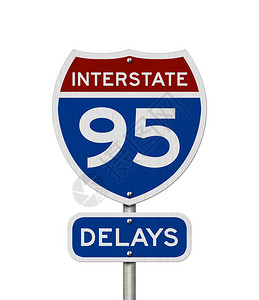 I95州际延误美国红路和蓝色高速公路背景图片