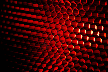 带红光的特写蜂窝网格纹理红色和深色金属六角形图案抽象背景光修改器设备金属蜂窝未来派模式蜂蜜背景图片
