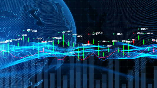 烛台图表与数字据股市或证券交易所交易价格的上升或下降趋势投图片