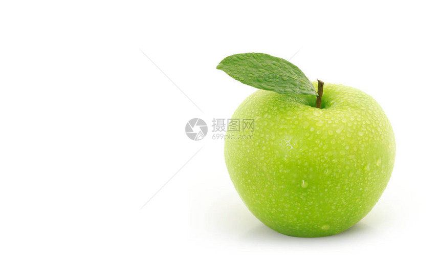 孤立在白色背景上的青苹果图片