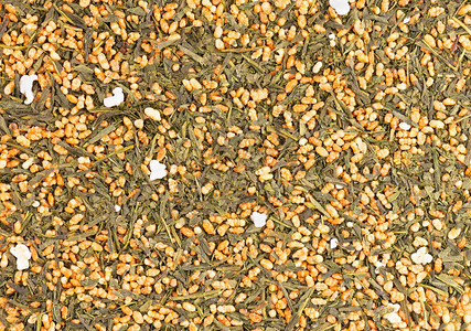 日本绿茶玄米茶叶配烤糙米有机茶背景图片