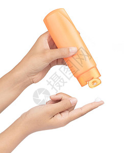 手持瓶护发素是一种在白色背景下隔离的护发产品图片