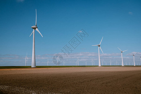 海洋Westermeerwind公园的海上风车农场图片