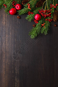 圣诞自然植物装饰背景有文字空间平图片