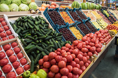 蔬菜农贸市场柜台背景图片