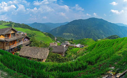 广西桂林省北部村龙脊梯田的一部分图片