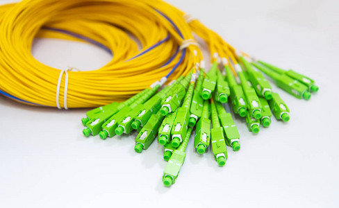 组头连接器绿色光纤网线图片