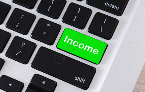 被动收入业务趋势在绿色键盘图片