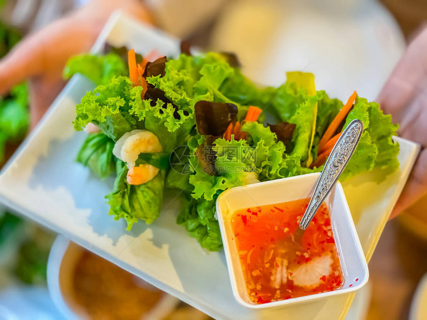 沙拉虾越南菜类食品和饮料图片