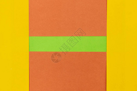 绿色橙色和黄色彩纸面背景抽象图片
