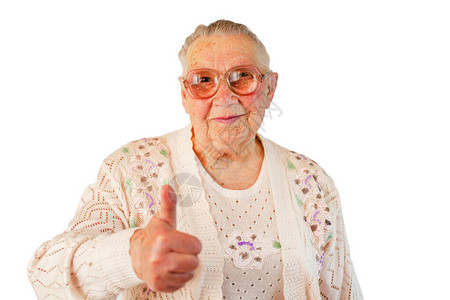 一位90岁的老年养老金领取者祖母的肖像图片