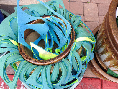 花盆陶土创新鞋回收再利用氯丁橡胶材料废图片