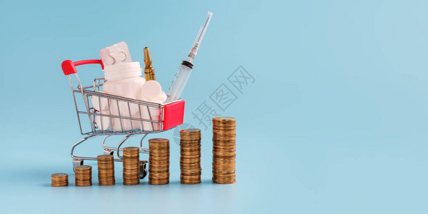 最昂贵的药物或药物价格上涨的概念图片