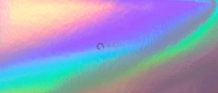 80年代风格的模糊抽象时尚彩虹全息横幅背景紫罗兰色粉红色和薄荷色的明亮霓图片