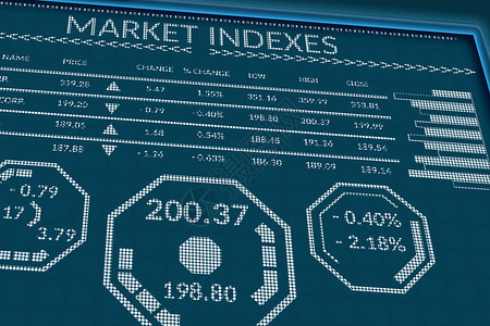 像素屏幕上的股票市场指数或外汇交易数据图片