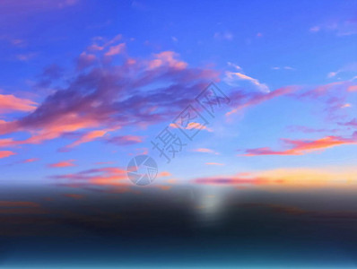 海水中粉色和蓝色的日落天空云反映美丽的风景背图片