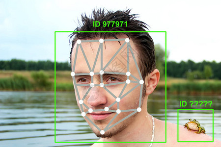 机器学习系统技术准确的面部识别生物识别技术和人工智能概念图片