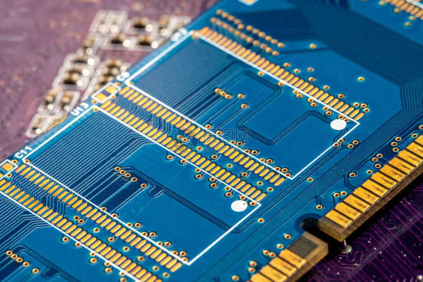 含有线条和芯片半导体元素的封闭式电子板内存系统固态微电子技图片