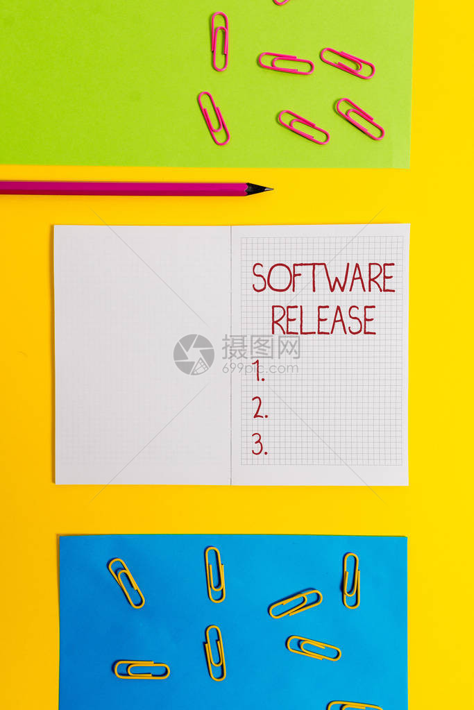 显示软件版本的文本符号商业照片文本程序的发展和成熟阶段总和空白方形笔记本铅笔标图片