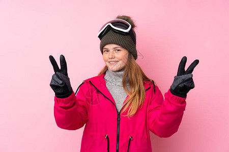 带着滑雪眼镜的乌克兰少年滑雪女郎图片