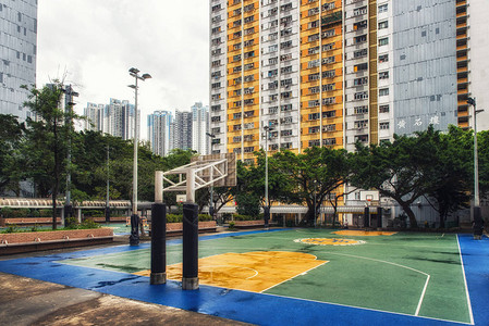 香港与篮球法院的丰富背景图片