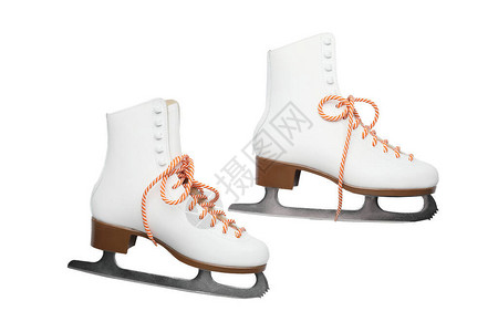 白色背景上的一对溜冰鞋背景图片