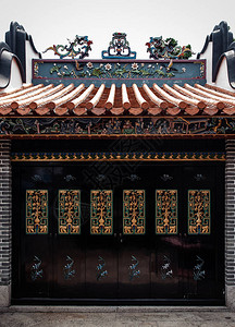 香港长洲北帝庙彩绘大门图片