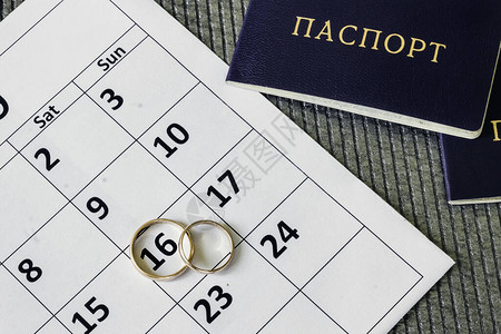 克拉伦达护照和结婚戒指周末背景图片