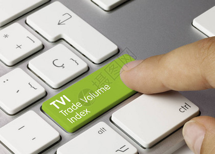 TVI以金属键盘绿键写成的贸易量索引Fing背景图片
