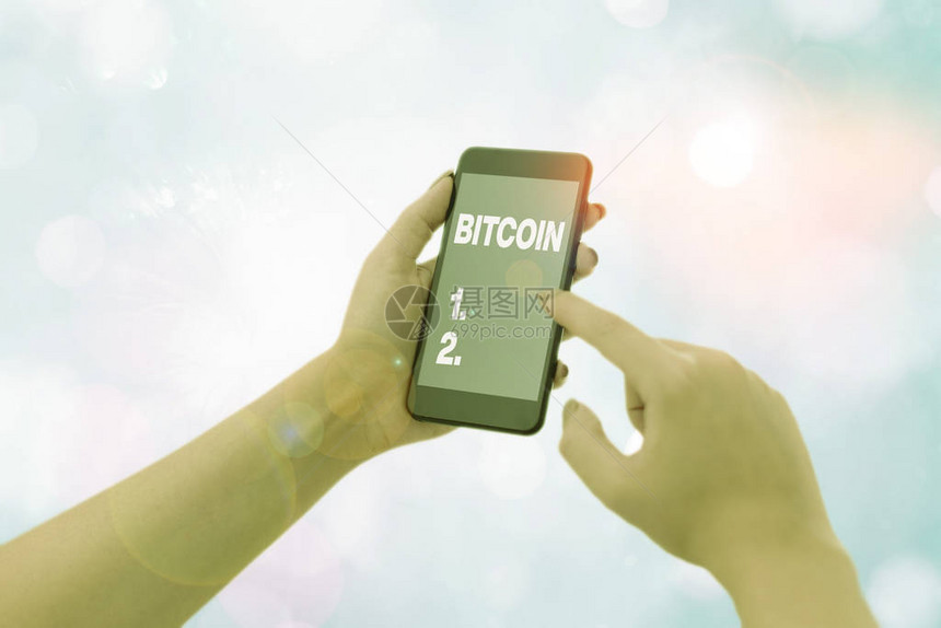 Bitcoin表示概念手写概念意指加密货币块链数字货币图片