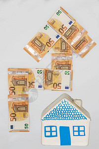 50欧元的钞票箭不断增长表明房地产经济图片