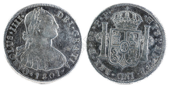 1801年卡洛斯四世国王的古西班牙银币图片