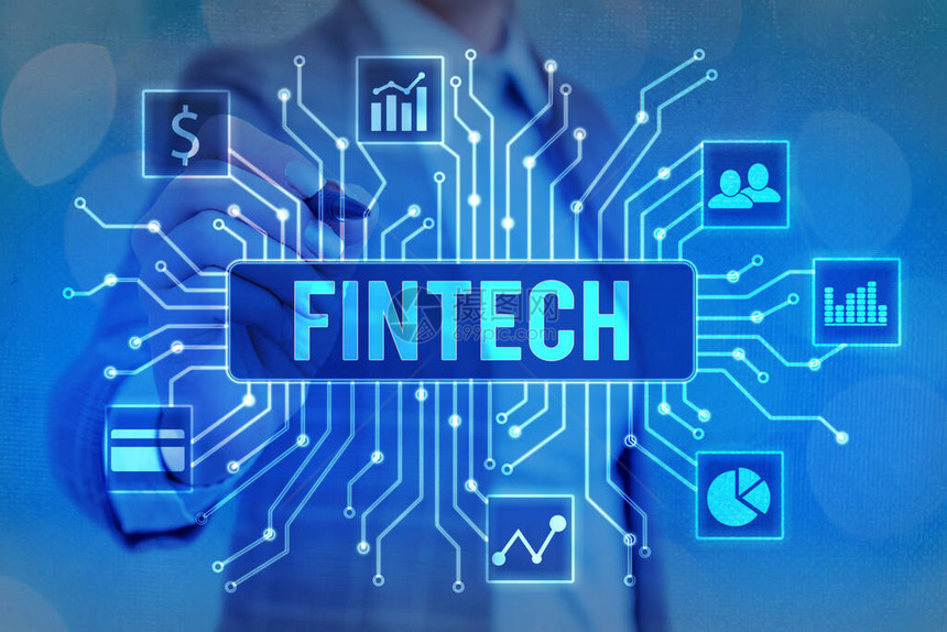 文字书写文本金融科技展示金融技术概念的商业通过科技和金融科技图片