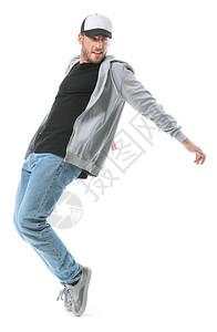白色背景的男嘻哈舞者图片