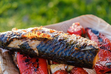 烤鱼火鲭鱼食物烤火焰烤图片