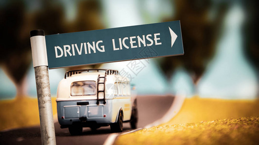 路牌指示驾驶执照的方向背景图片