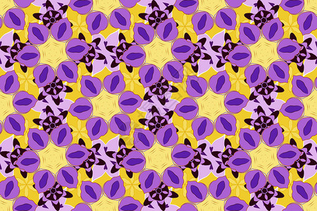 光栅图紫色黄色和紫罗兰色的无缝花卉图背景图片