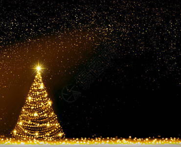 圣诞树灯光在黑色图片