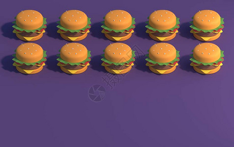 紫色背景上带有3d汉堡包的背景背景图片