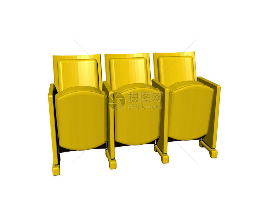 电影院里的一排黄色椅子图片