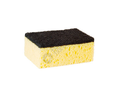 一张黄色的黑色厨房用海绵图片