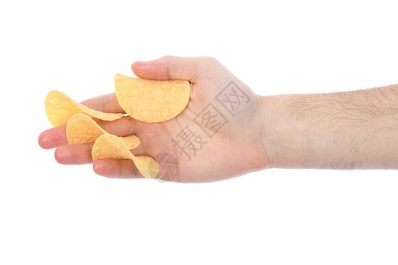 男手握土豆薯片图片