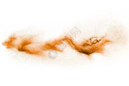 沙滩纹理和背景沙粒喷洒在白底图片