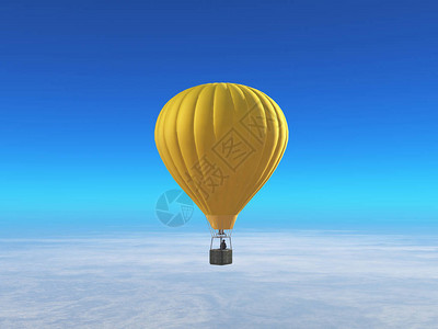 一个黄色热气球飞行的人图片