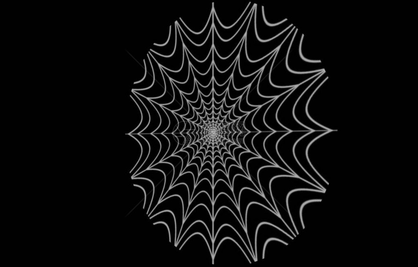 黑色背景下的圆形蜘蛛网图片